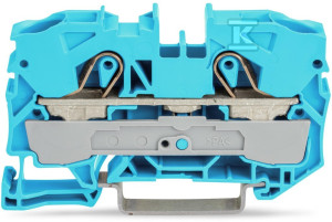 Złączka 2-przewodowa przelotowa 16 mm do zastosowań Ex e II oraz Ex i opis z boku i na środku na szynę TS 35 x 15 i 35 x 7,5 Push-in CAGE CLAMP 16,00