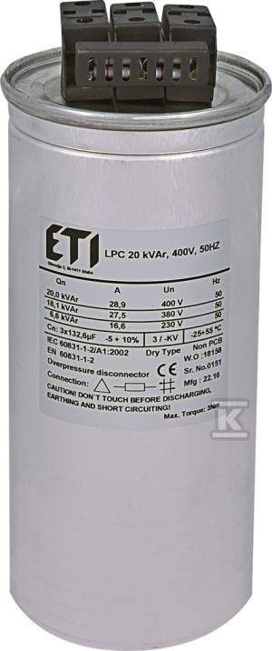 LPC 20 kVAr, 400V, 50HZ Конденсатор