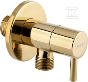 Zawór kątowy Vega Gold złoty z głowicą ceramiczną 1 / 2-3 / 8