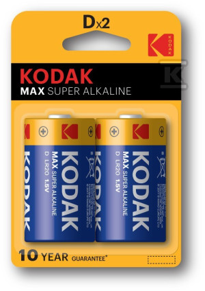 Лужна батарейка KODAK MAX D-2 (LR20), блістер=2 шт
