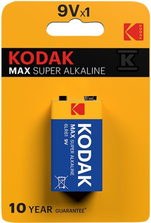 Bateria alkaliczna KODAK MAX 9V (LR9), blister=1 szt