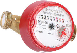 Wodomierz JS ciepła woda, typ GSD8-I, DN15 (1/2"), Q3=1,6 m3/h, R100/50, Tmax: 90 st., L=110mm, przyłącze GZ3/4", do zdalnego odczytu po montażu
