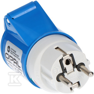 Adapter kempingowy wtyk 230V Uni-Schuko, gniazdo przemysłowe 16A/3P, OPAL KAMPER