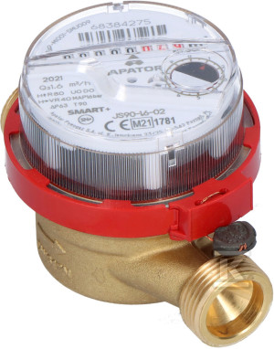 Водомір для гарячої води JS, тип JS-02 SMART+, DN15 (1/2"), Q3=1,6 м³/год, R100, Tmax: 90 °C, L=110 мм, приєднання GZ3/4", сухохідний, антимагнітний,