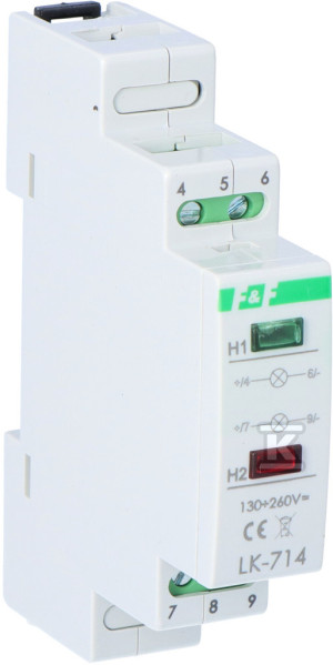 Lampka sygnalizacyjna zasilania-dustanowa LK-714 130÷260V Lampka kontrolna zasilania 2XLED (czerwona zielona) Un=130÷260V AC/DC