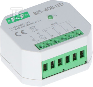 Przekaźnik bistabilny, podtynkowy, do podświetlanych przycisków z przekaźnikiem inrush 160A/20ms BIS-408-LED