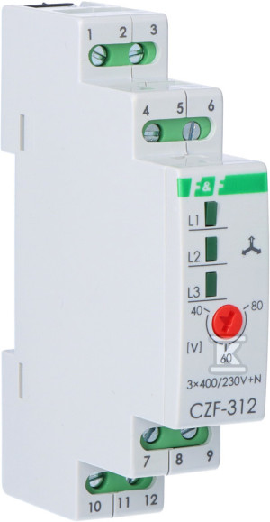 Датчик втрати та асиметрії фаз CZF-312 Un=3x400V+N Io