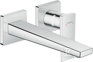 Змішувач для раковини Hansgrohe Metropol одноважільний настінний прихований монтаж, вилив 22,5 см, одноважільний важіль, зовнішній елемент 32526000