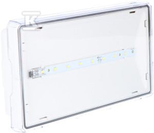 Oprawa awaryjna LED sieciowo-awaryjna, EXIT S 1W 6000K 3h, przycisk testu, biała, IP65