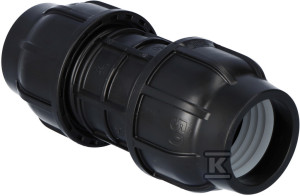 Затискна з'єднувальна муфта PP 50x50 PN16, для труб PE, колір чорний