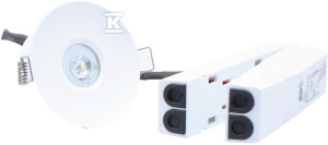Oprawa awaryjna LED, AXP ECO 3W 405lm 1h jednozadaniowa, optyka otwarta, biała, IP65