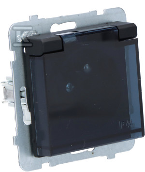 Gniazdo bryzgoszczelne z uziemieniem IP-44, czarny mat SONATA GPH-1RZ/M/33/D