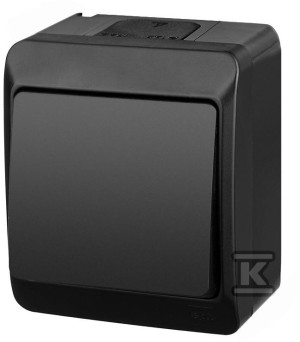 Одноклавішний прохідний вимикач, навісний, IP44, чорний, HERMES