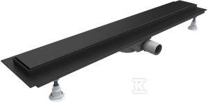 Лінійний злив ""Base-Low Black"" Standard Plus 70x8x7 см прямокутний з маскувальною панеллю Black Steel