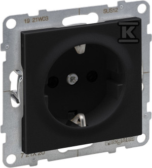 Gniazdo SCHUKO 2P+Z - 16 A - 250 V~ - z przesłoną - zaciski automatyczne, CZARNY SUNO