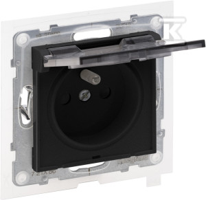 Gniazdo 2P+Z IP44 - 16 A - 250 V~ - zaciski automatyczne - z przesłoną, CZARNY SUNO