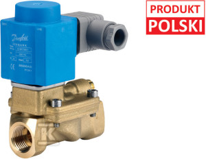 Zawór elektromagnetyczny odcinający EV220B 15B NC, G 1/2 cala, 0,3-16 bar, Kv 4 m3/h, mosiądz/EPDM, oraz cewka 10W, 24V AC 50 Hz i wtyk IP67