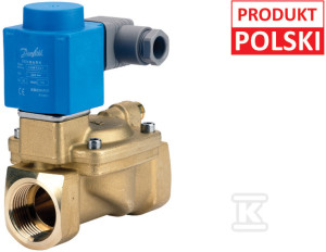 Zawór elektromagnetyczny odcinający EV220B 25B NC, G 1 cal, 0,3-16 bar, Kv 11 m3/h, mosiądz/EPDM, oraz cewka 10W, 230V AC, 50 Hz
