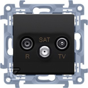 Gniazdo antenowe R-TV-SAT końcowe / zakończeniowe do gniazda przelotowego (moduł). 1x wejście: 5 MHz-2,4 GHz, czarny mat, SIMON10