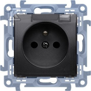 Розетка IP44 БЕЗ УЩІЛЬНЕННЯ з кришками, прозора кришка (модуль) 16A, 250V~, швидкі з'єднання, матовий чорний! Потрібна ущільнювальна рамка, SIMON10