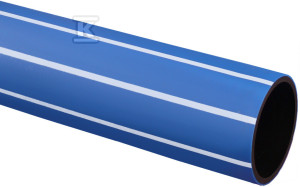 Rura Tytan typ 2/2 wodociągowa PE100-RC 63x5.8mm, zwój 100m, PN16 SDR11, kolor niebieski (z białym paskiem), dwuwarstwowa