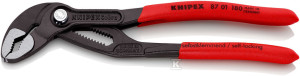Szczypce nastawne do rur KNIPEX 87 01 180 Cobra® nowej generacji, z antypoślizgowego tworzywa sztucznego, fosforanowane, szare, 180 mm