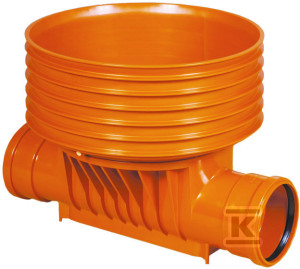Kineta PP 425x200 dopływ 180st. typ1 przelotowa, do rury wznoszącej korugowanej DN/ID 425mm oraz rury wlotowej gładkiej 200mm, z uszczelką, kolor