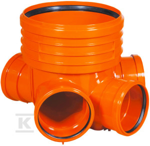 Kineta PP 400x160 dopływ lewy+prawy 135st.+225st. typ2 zbiorcza, do rury wznoszącej gładkiej DN/OD 400mm oraz rur wlotowych gładkich 160mm, z