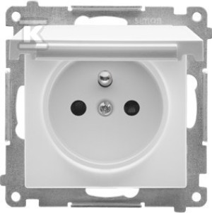 Gniazdo wtyczkowe do wersji IP44 bez uszczelki (moduł) 16 A, 250 V~, szybkozłącza. Klapka w kolorze pokrywy: Biały mat, SIMON55