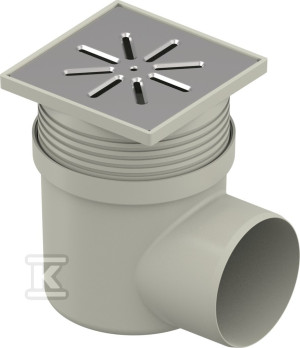 Wpust punktowy/piwniczny/podłogowy Aqua Ambient Standard d110mm, odpływ boczny, kratka nierdzewna 150x150mm