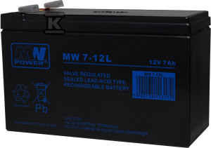 Akumulator AGM MW Power 12V/7Ah 6-9 lat (szeroki konektor)