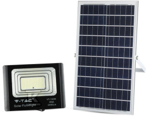 Naświetlacz LED solarny V-TAC 35W czarny IP65 pilot timer VT-100W 4000K 2450lm