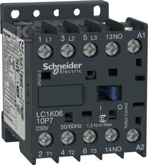 Контактор TeSys K AC3 6A 3P 1NO котушка 24VAC гвинтові затискачі