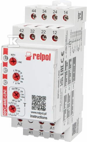 Przekaźnik czasowy 2x2P, 6A, 12….240 V AC/DC RPC-4ME-UNI