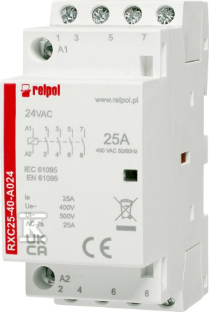 Stycznik instalacyjny 4NO, 25A, 24 VAC RXC25-40-A024
