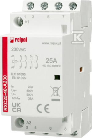 Stycznik instalacyjny 4NO, 25A, 230 VAC RXC25-40-A230