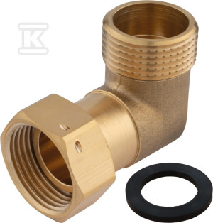 Półśrubunek kątowy z uszczelnieniem płaskim, nakrętno-wkrętny 1/2"x1/2"