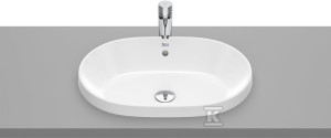 Umywalka GAP blatowa owalna 55x39cm, z przelewem z korkiem uniwersalny click-clack z pokrywą ceramiczną o 65 mm biały połysk oraa Syfonem butelkowym
