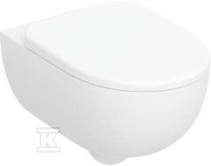 Комплект підвісного унітазу Selnova Premium воронкоподібний, B36 см, H38 см, T53 см, приховані кріплення, Rimfree, з кришкою для унітазу, верхнє