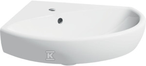 Umywalka kompaktowa narożna Selnova B59 cm, H18 cm, T56 cm, z przelewem, z otworem na baterię