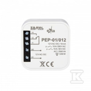 Przekaźnik elektromagnetyczny dopuszczalny 12VAC/DC, 10A PEP-01/012
