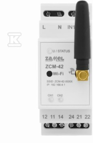 Programator czasowy ustawiany poprzez Wi-Fi, 2xNO/NC 16A, 230V AC ZCM-42