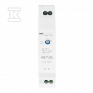 Zasilacz impulsowy montowany na szynie TH-35 (DIN), 15W, 24V DC ZTM-15/24