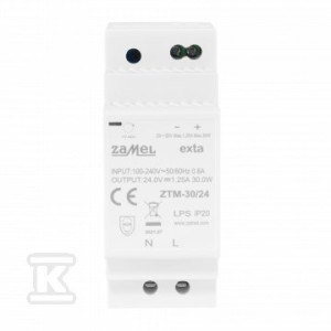 Zasilacz impulsowy montowany na szynie TH-35 (DIN), 30W, 24V DC ZTM-30/24