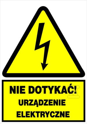 Tablica ostrzegawcza samoprzylepna TZO 52x74(Nie dotykać urządzenie elektryczne)