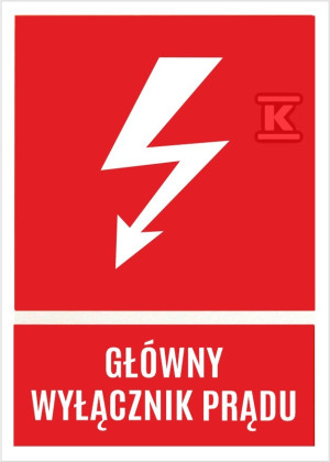 Tablica oznacznikowa samoprzylepna NOZ 74x105 (Główny wyłącznik prądu)
