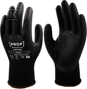 Rękawice profesjonalne PU lightgrip czarne 10 PAR 10