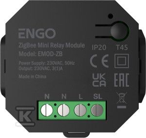 Moduł przekaźnika bezprzewodowy ENGO EMOD-ZB, ZigBee, czarny, 230V