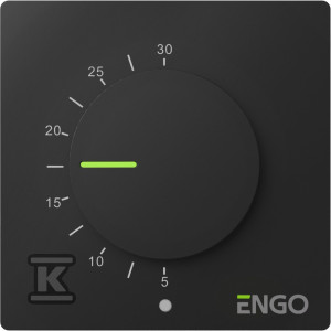 Regulator temperatury z pokrętłem, przewodowy, ENGO ESIMPLE-230B, natynkowy, czarny, 230V
