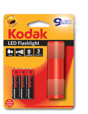 Latarka Kodak 9-LED + 3 baterie KAAA czerwona
